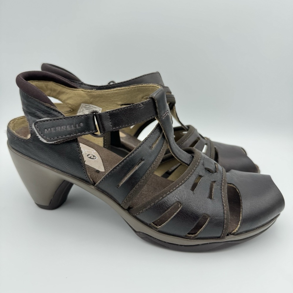 Merrell Cycling Shoes Womens Size 7 Leather Brown Heeled Mary Jane